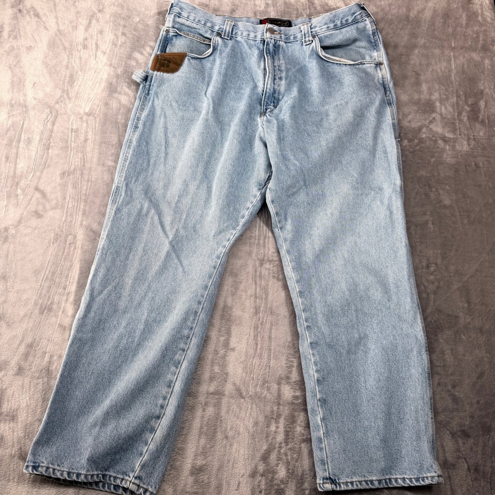 Wrangler Carpenter Jeans Mens 40x30 Riggs Workwear DuraShield  Light Wash‎ Blue